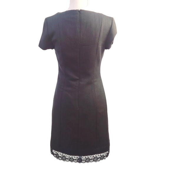 Paradiso Black Skater Style Dress Navy Blue X-Stitch With Lace peek-a-boo Sz: 2 - Picture 8 of 15